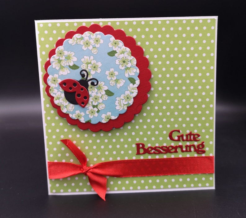 Good improvement card with envelope with ladybug