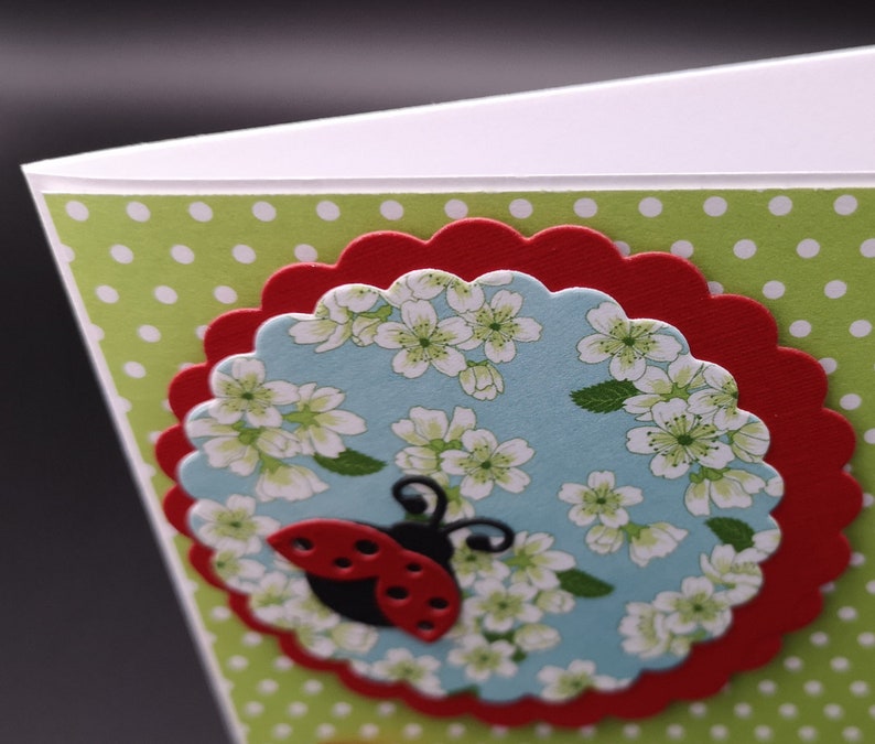 Good improvement card with envelope with ladybug