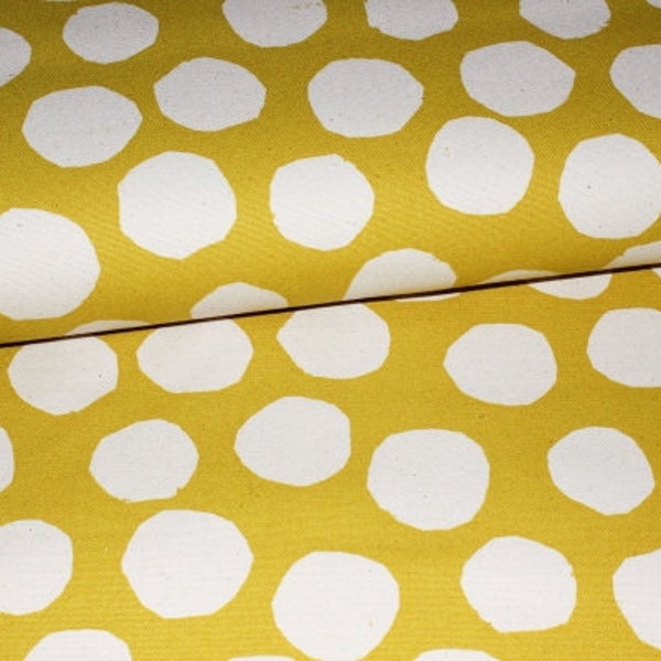 Kokka Baumwollcanvas Treflé Dots vintage dusty yellow/ natur (10 cm)