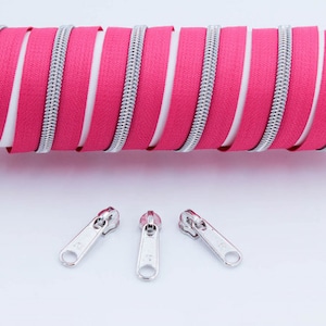 Endlosreißverschluss metallisiert pink/ silber (1m)