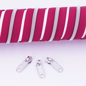 Reißverschluss endlos fuchsia/ silber (1m)
