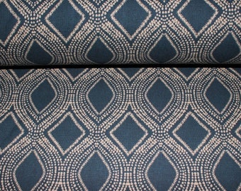 Dekostoff grafisches Muster Leinen Look indigo (10 cm)
