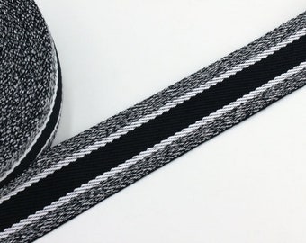 Gurtband meliert mit Streifen schwarz/ weiß 40 mm (1 m)