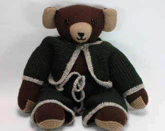 Teddy tricoté avec costume tricoté, nounours, ours en peluche, animaux en peluche, jouets en peluche, animaux en peluche, figurines d'animaux, jouets