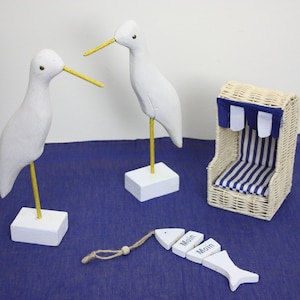 Maritime decoration, seagulls, beach chair and fish, home decor