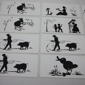 Ansichtkaarten met bedrukte papieren uitsparingen van sprookjesmotieven, dubbele kaarten, ansichtkaarten, briefpapier