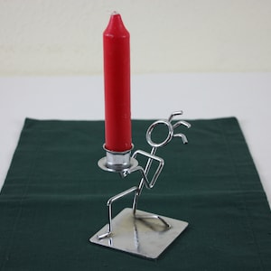 Candlestick, candle holder, candlestick, wire figure, chrome-plated, table decoration