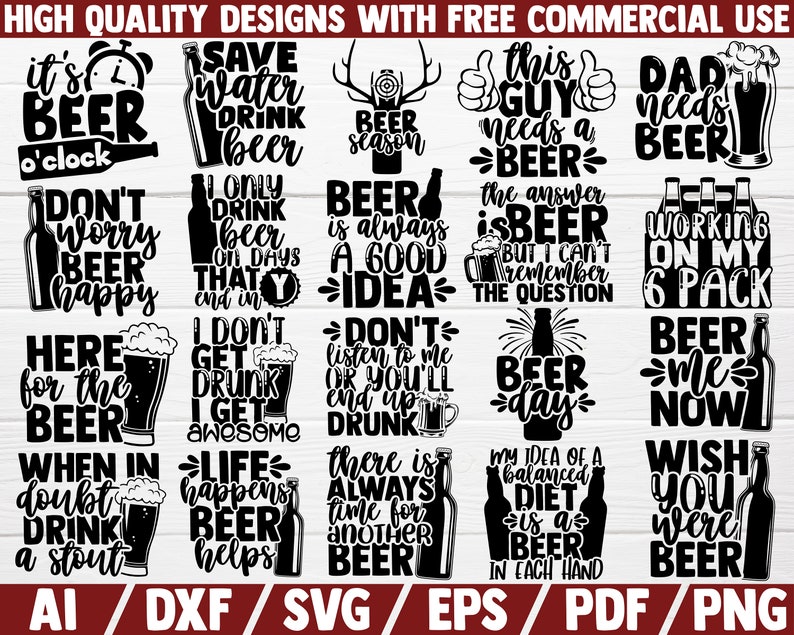 Download Beer Bundle SVG 20 designs cut files DXF file beer | Etsy