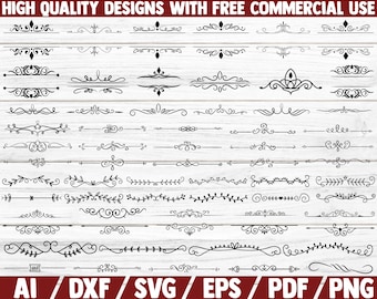 64 Text dividers SVG - text divider clip art - text divider cut file - decorations svg - swril svg - wedding decor - text decoration - dxf