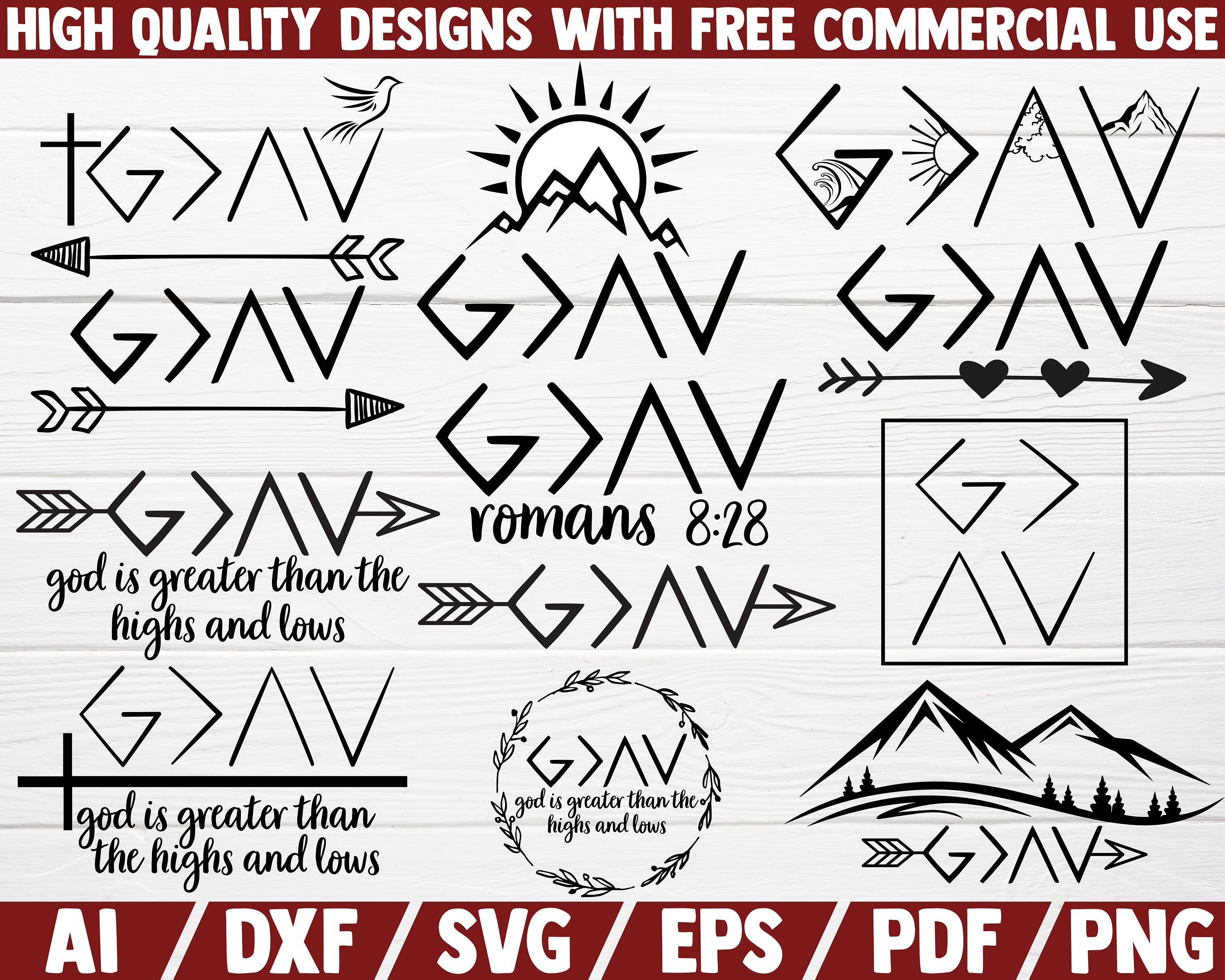 God Is Greater Than Highs And Lows Symbol God is Greater Than the Highs and Lows SVG 12 Designs DXF - Etsy