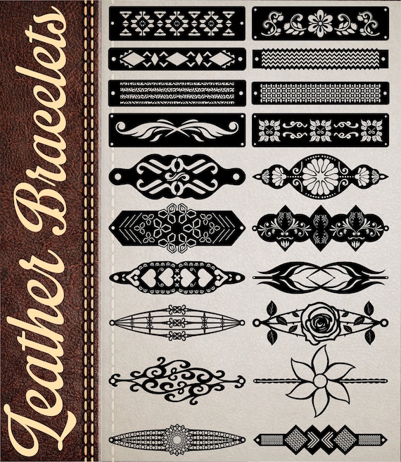Leather Bracelet Svg Bundle Floral Bracelet Leather Etsy