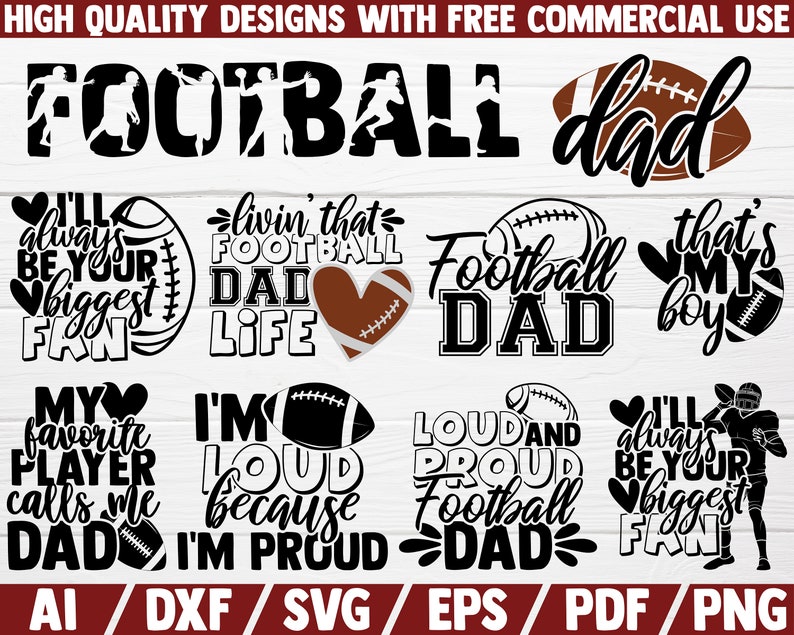 Football DAD SVG Bundle Football SVG Cut File Football Dad | Etsy