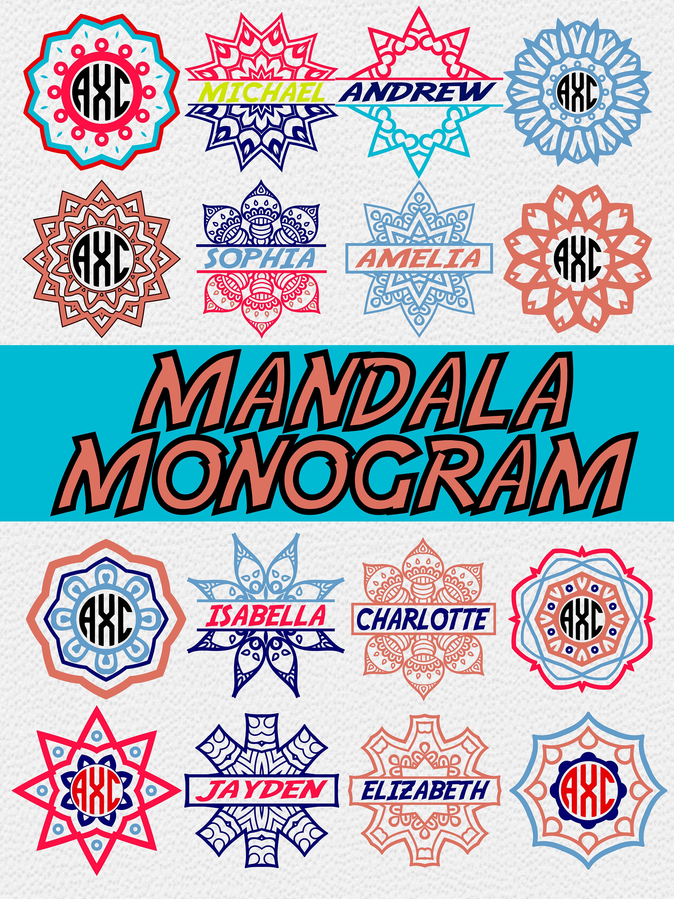 Download 16 X Mandala svg Mandala Pack Monogram SVG Split Mandala ...