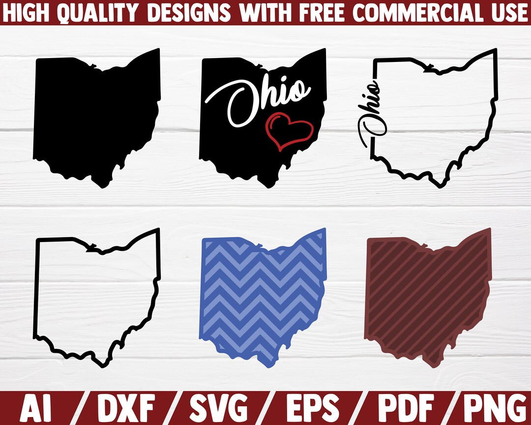 Ohio SVG 6 DESIGNS DXF File Cut File United States 4th of July Usa Flag ...