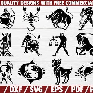 Zodiac Sign Bundle SVG 24 Designs DXF File Cut File Horoscope Astrology ...