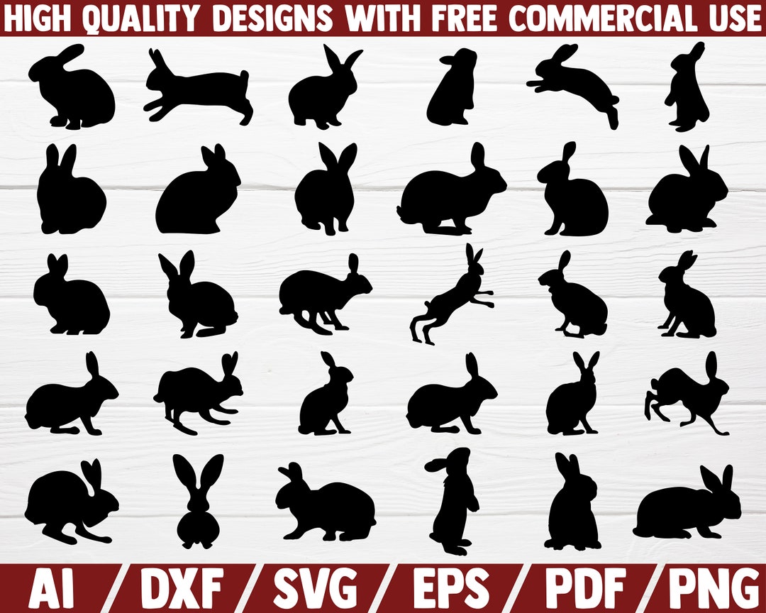 Rabbit Bundle SVG 30 Designs DXF File Cut File Bunny Svg Vector Clip ...