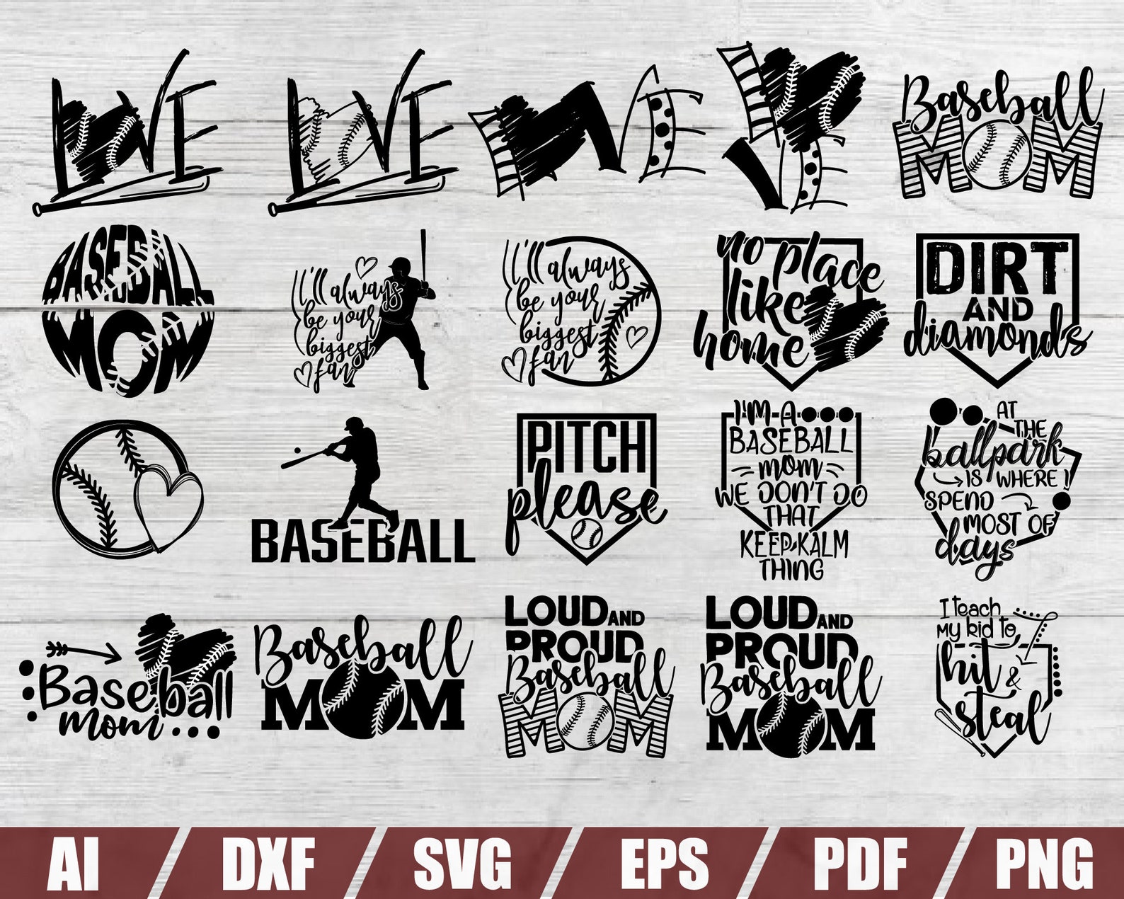 Baseball SVG Bundle Baseball MOM SVG Cut File Instant - Etsy