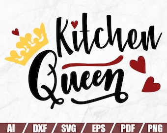 Kitchen Queen SVG - Apron prints svg - Dish towel svg - Cooking SVG - kitchen quote svg - kitchen cut files - Cooking svg