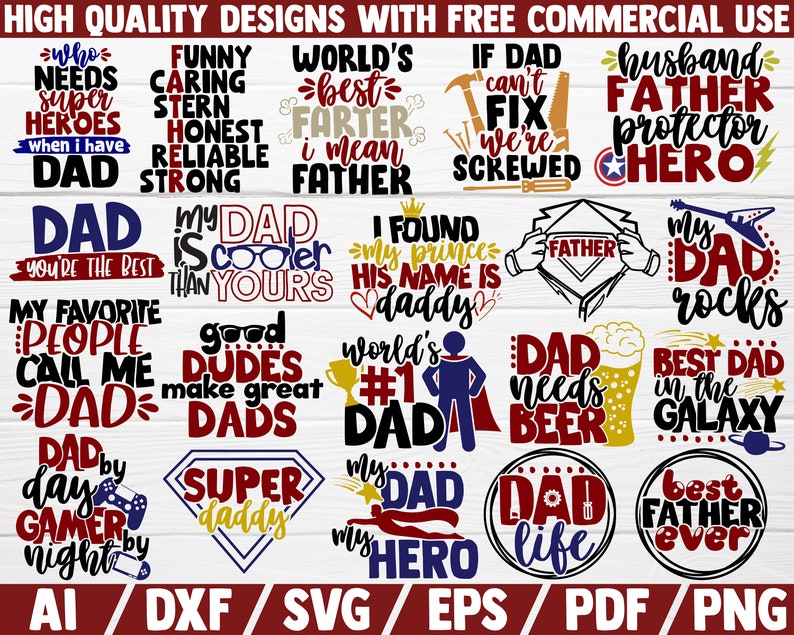 Download Fathers day bundle SVG 20 designs DXF file cut file | Etsy