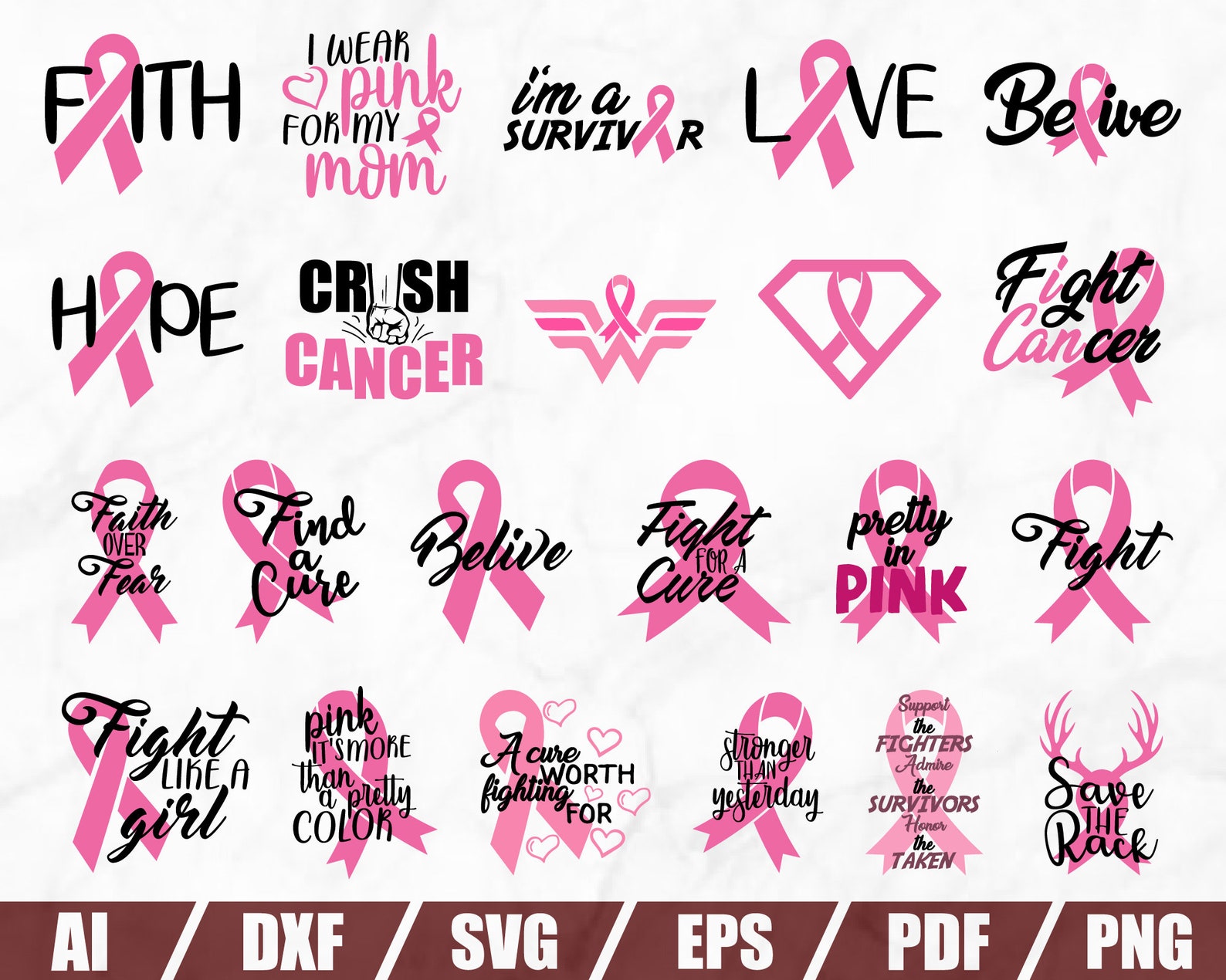 Breast Cancer SVG bundle Breast cancer SVG Pink ribbon svg image 0.