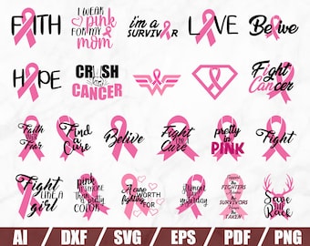 Cancer Awareness SVG Bundle - Breast Cancer SVG Cut File | Instant Download | Sayings | Quotes | Shirt Print | Printable Vector Clip Art