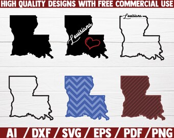 Louisiana SVG - 6 DESIGNS - DXF-Datei - Vereinigte Staaten Shirt Druck - 4. Juli - Unabhängigkeitstag - patriotisch - sofortiger Download - Eps - pdf