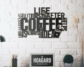 Hoagard Wandbild COFFEE aus Metall mattschwarz  69 cm x 43 cm