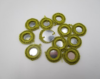 Indian crocheted mirror appliques olive 20-2-21