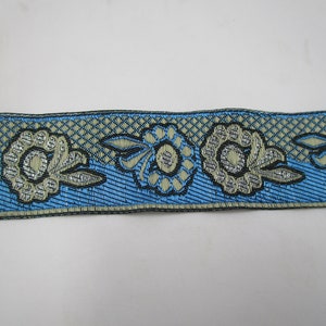 2,30 m restant de bordure jacquard orientale plus large beige/turquoise/argent 3,5 cm de large 71-11-22 image 4