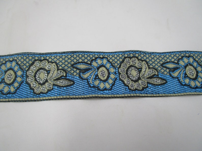 2,30 m restant de bordure jacquard orientale plus large beige/turquoise/argent 3,5 cm de large 71-11-22 image 4