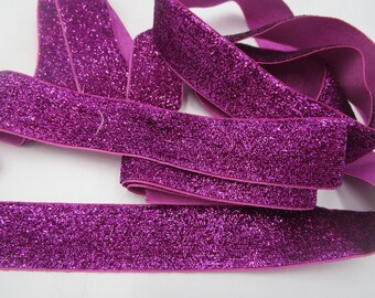 2.10 m remaining quantity of wider oriental velvet ribbon fuchsia glitter (2.5 cm wide) 87-12-22