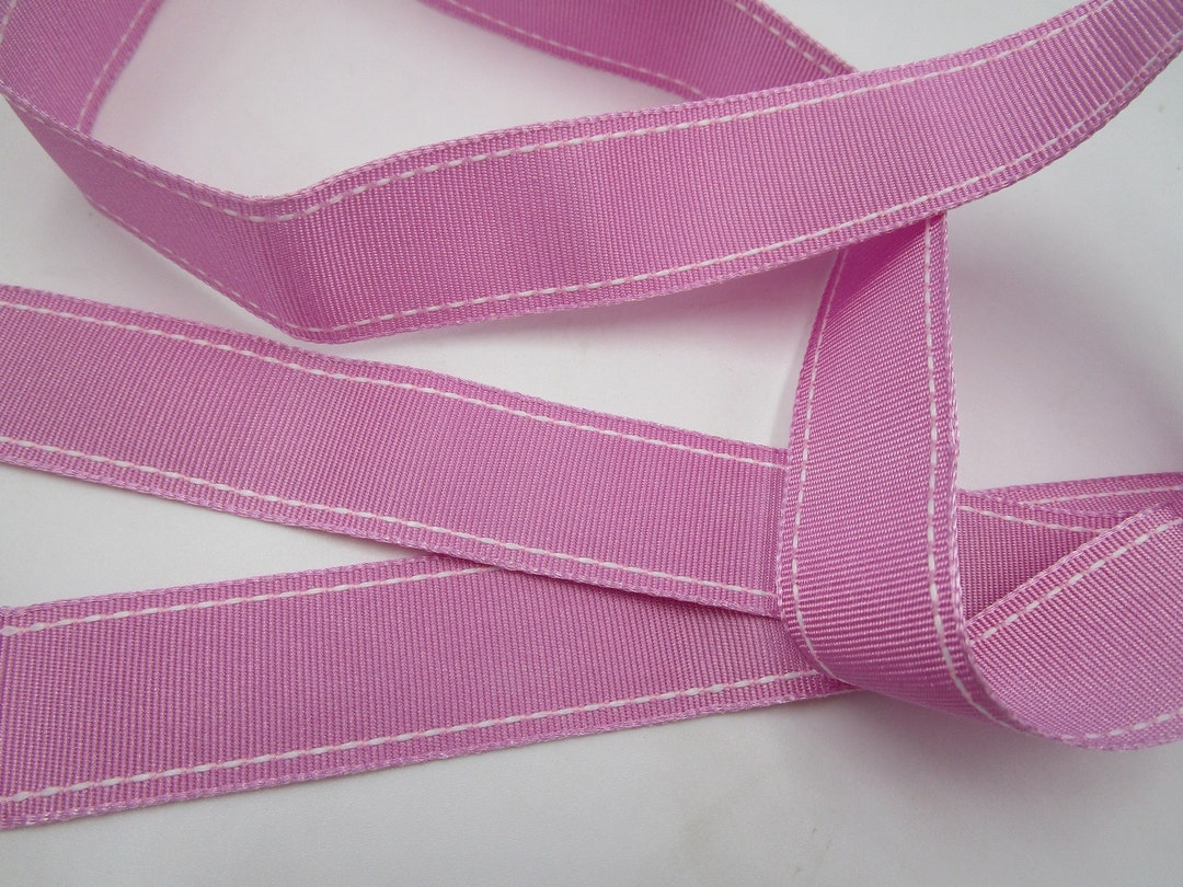 Remaining Quantity Narrow Grosgrain Ribbon Pink and Edge White Etsy