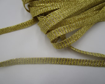 Ruban tissé lurex étroit 1,50 m à motif doré (largeur 1 cm) 84-3-24
