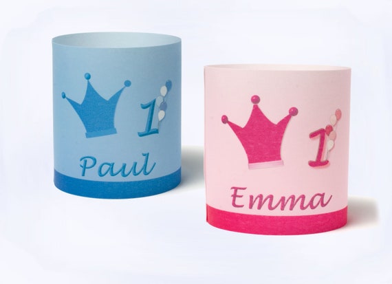2 Lichthullen Krone Blau U Rosa Prinzessin Prinz Etsy