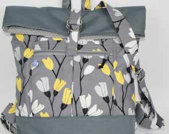 Rucksack-Damenrucksack-geblümter Rucksack- Backpack- Rucksack Canvas Blumenmuster- grauer Rucksack mit Blumenmuster