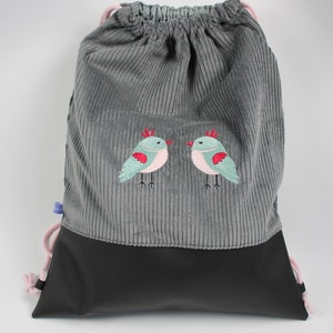Turnbeutel bestickt-Beutel aus Cord-Sportbeutel-Cord Turnbeutel-bestickter Turnbeutel-Gymbag Damen-Turnbeutel Mädchen-Geschenk Damen