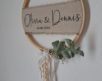 Personalisierter Türkranz, Hochzeit, Geschenk, Geburtstag, Muttertag, individuell, boho, Türkranz mit Namen, Loop, herzlich Willkommen