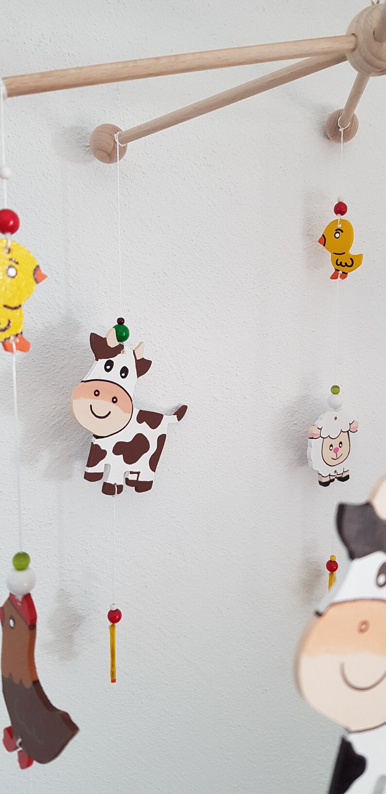 Mobile Farm Animals Nursery Animals Wood Baby Gift Etsy