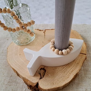 Candle holder fish, stick candle holder, baptism, communion, confirmation, Raysin, fish, Mellencreations, table decoration, giveaway