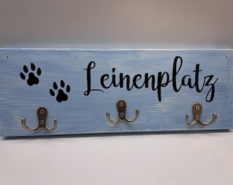 Leinenplatz, Leinenparkplatz, Garderobenleiste, Leinengarderobe, shabby, Hundegarderobe, Hakenleiste Hund, personalisierbar