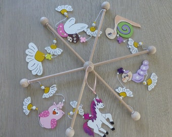 Mobile Owl, MelLenCreations, Nursery, Animals, Baby, Gift, Birth, Baptism, Wooden Mobile, Animals, Girl, Baby Cot, Baby Game