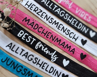 Elastic bracelets, customizable, individual print, mom, Mother's Day, best friends, hearts, good vibes, Mellencreations
