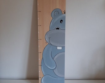 Children's measuring stick hippopotamus, MelLenCreations, measuring stick, measuring bar, hippopotamus, child, children's room, baby, birth, baptism, gift, wood, name