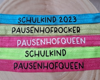 Schulkind, Elastische Armbänder, Pausenhofrocker, Einschulung, Pausenhofqueen, personalisierbar, individueller Aufdruck, Junge, Kinder