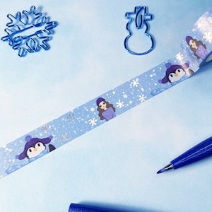 Winter Penguin Washi Tape - Silver Foiled
