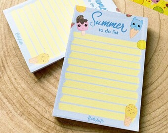 Summer to do list - Ice Cream HANDMADE notepad