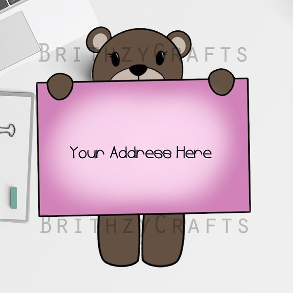 Bear with sign Address Labels - Exclusive Design by BrithzyCrafts