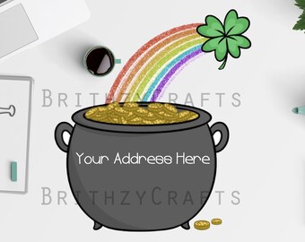 LAST CHANCE! - St. Patrick's Day Rainbow Pot Address Labels - Exclusive Design by BrithzyCrafts