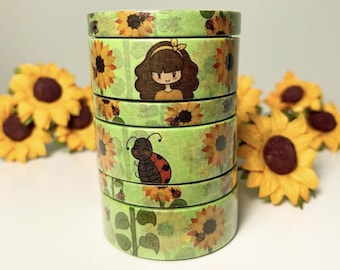 Sunflower Fields washi tape - Exclusive custom design by Brithzy Crafts - decorative tape for crafting and planning!