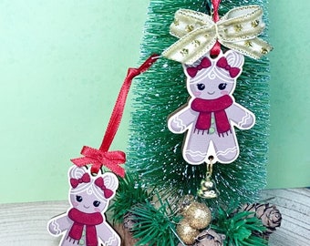 Gingerbread girl - Wooden ornament for Christmas